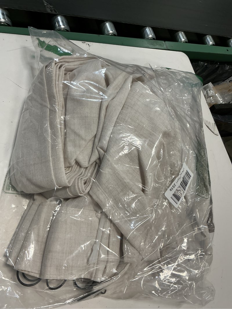 Condition photo showing Good Condition for pinch pleated linen curtains 96 inches long for living room bedroom, light filtering boho window drape 96 inch 2 panels burgs with hooks&rings 8ft cream birch sliding glass door sheer curtain decor birch 40"w x 96"l( pack of 2)