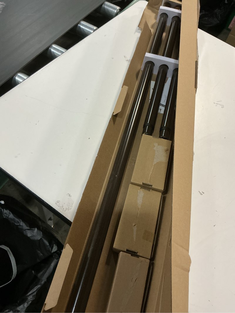 Condition photo showing New/Like New for Bay Window Curtain Rods, HOTOZON 1 Inch Heavy Duty Curtain Rods for Bay Windows 36-72 Inch(Center Rod), 20-36 Inch Side Rods for Windows, Antique Bronze, Decorative Drapery Rods with End Cap Finials Antique Bronze 36-72" (3 Sides)