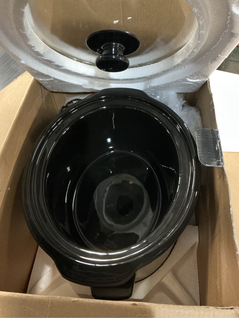 Condition photo showing Good Condition for OVENTE Electric Slow Cooker with 3.7 Qt Ceramic Pot and 3 Cooking Settings, Dishwasher-Safe Stoneware, Tempered Glass Lid, Portable Multicooker Perfect for Soups Sauces Stews & Dips, Silver SLO35ABR 3.7 Quart Silver