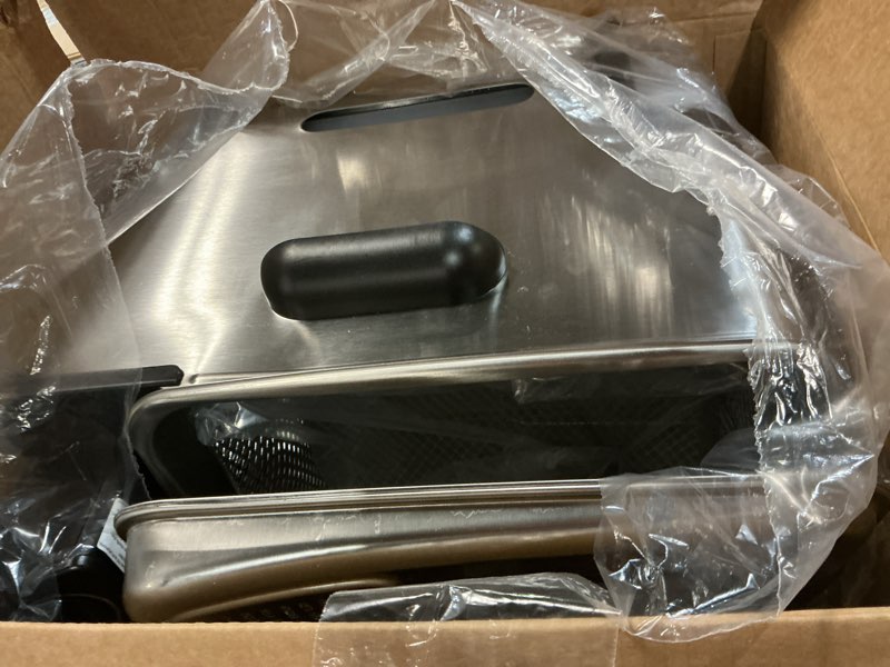 Condition photo showing As Is for T-fal 3.5L Stainless Steel Deep Fryer with Basket for Home Use, 1700W, Deep Fryer with Oil Filtration, Temp Control, Digital Timer 3.5 L- 1700 W