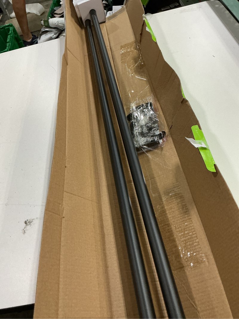 Condition photo showing Good Condition for kinsley 66 in. - 120 in. adjustable single curtain rod 3/4 in. diameter in black with scroll finials