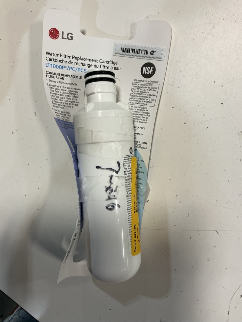 Condition photo showing As Is for water filter for select lg refrigerators - white