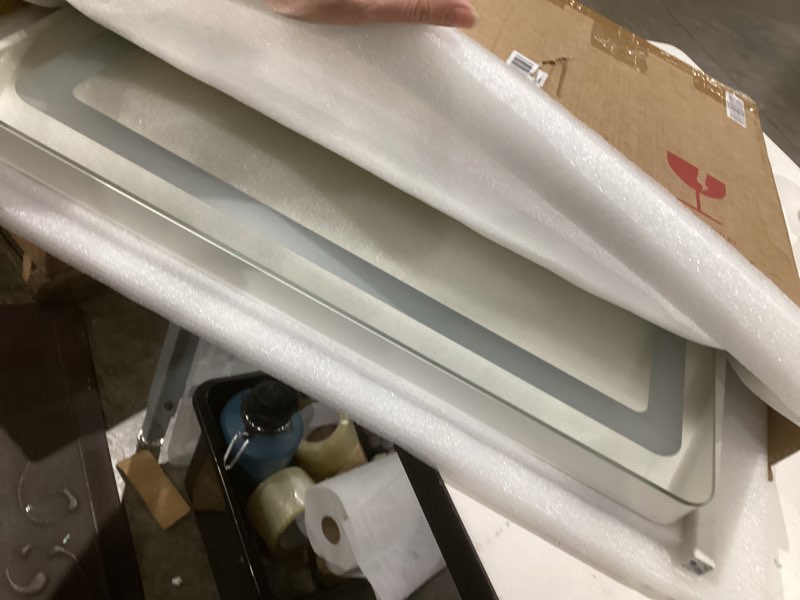 Condition photo showing Good Condition for primetek vanity mirror with lights, 22"x19" large makeup mirror with lights, hollywood led lighted makeup mirror, touch sensor with 3-color lighting, dimmable for vanity desk tabletop, bedroom, white white(led) 19"l x 22"w