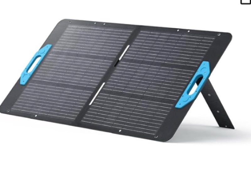 anker solix ps100 solar panel with adjustable kickstand, 100w foldable portable solar charger, ip67 waterproof, 23% higher energy conversion efficiency, for camping, rvs, and blackouts