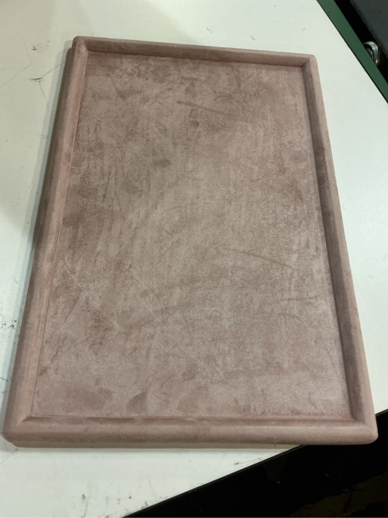 Condition photo showing As Is for Yew & Tulip Natural Pink Marble Vanity Tray, Nature Rose Cream Marble Serving Tray for Bathroom, Kitchen, Vanity, Home Decor, Wedding etc. (12" x 8" x 1.2")