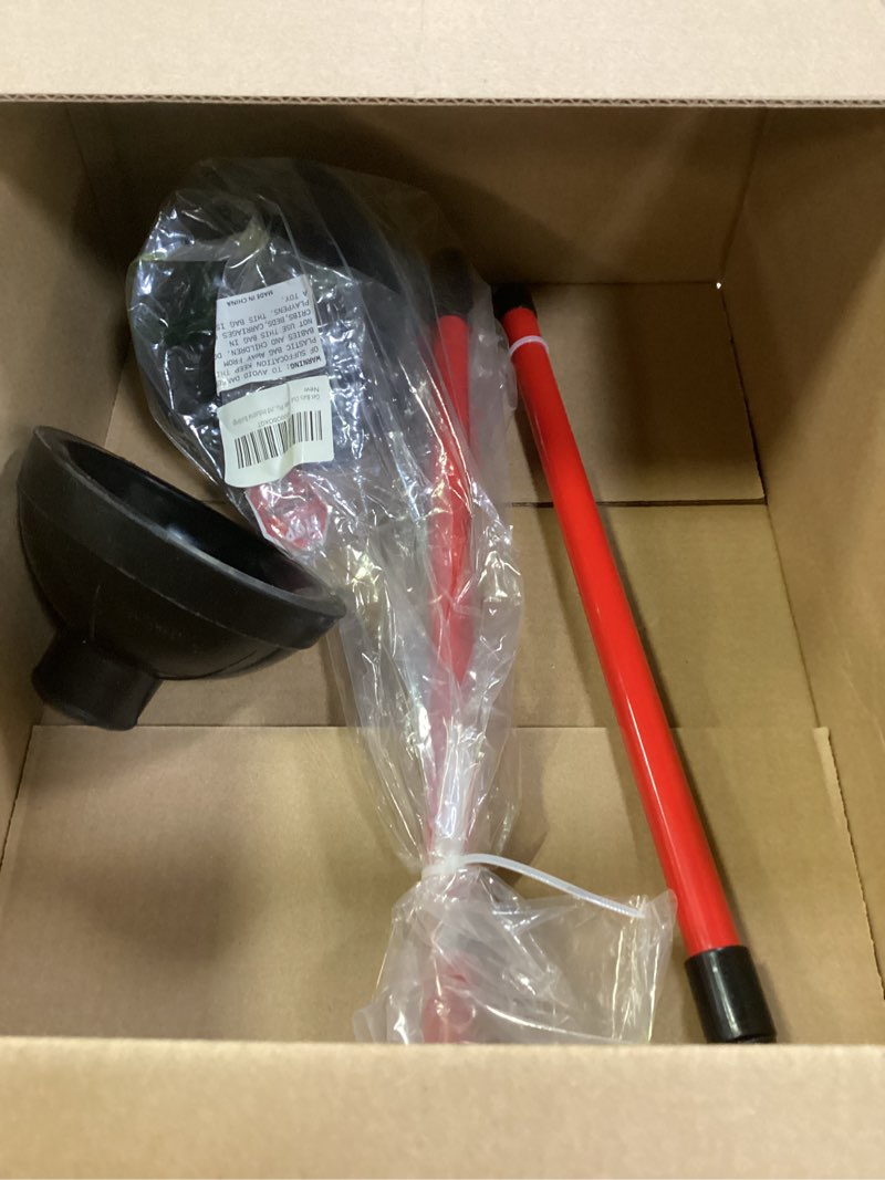 Condition photo showing Good Condition for heavy duty toilet plunger for bathroom - commercial & industrial plunger with high-grade suction cup - drain, sink & toilet clog remover - flange plunger with red handle