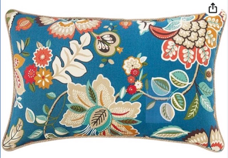 pillow perfect floral indoor/outdoor accent throw pillow, plush fill, weather, and fade resistant, lumbar - 11.5" x 18.5" , black/yellow crosby, 2 count