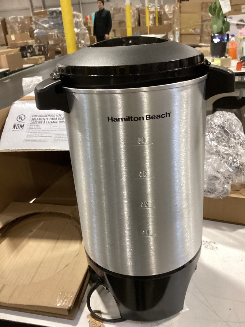 Condition photo showing As Is for Hamilton Beach 45 Cup Coffee Urn and Hot Beverage Dispenser, Silver Single-Spout