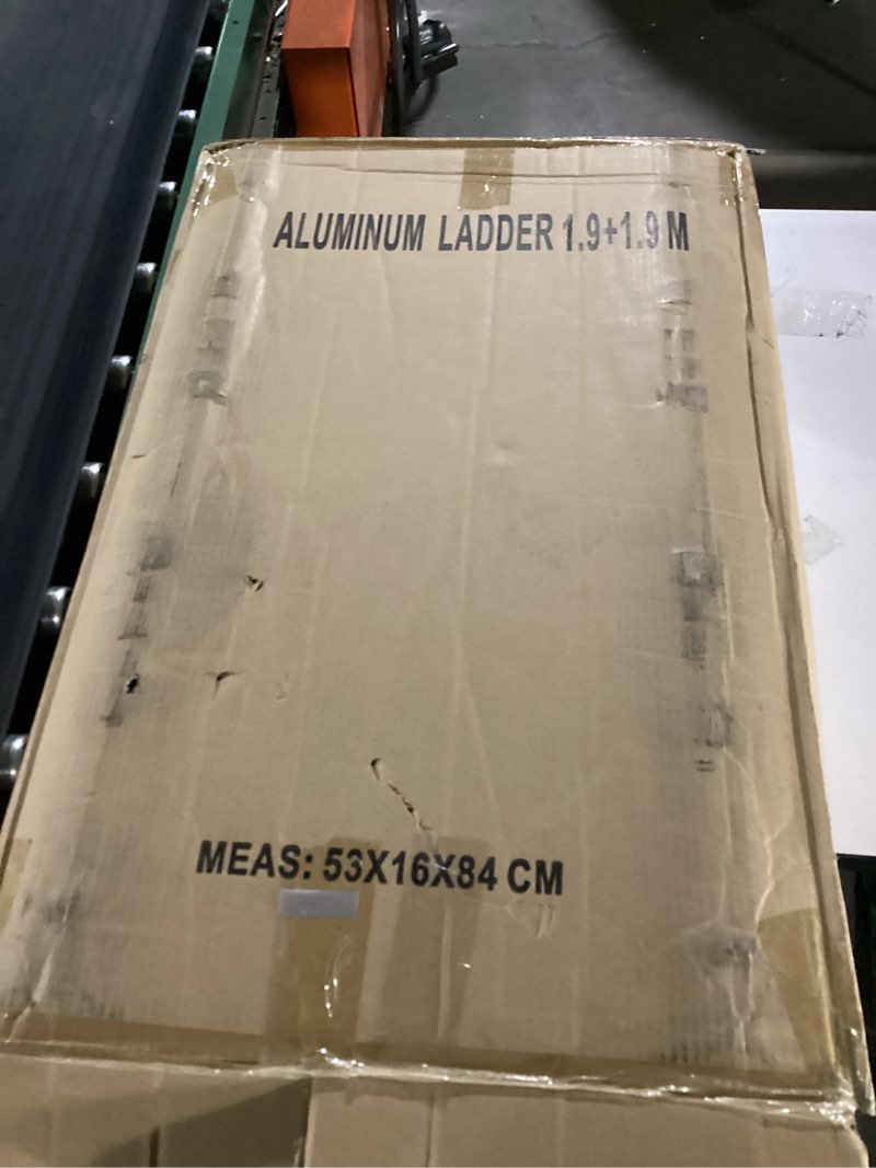 Condition photo showing New/Like New for 12.5 ft telescoping a frame ladder, 6 step, ansi certified, type ia heavy duty, 330lbs max capacity, aluminum extension ladder for home, roof, rv; orange orange 12.5 ft-a frame