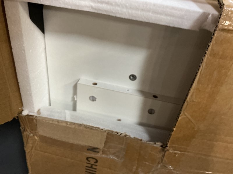 Condition photo showing Good Condition for portable desk with wheels small standing desk on wheels adjustable height rolling desks for small spaces, 32" computer desks with storage shelves for home office study white