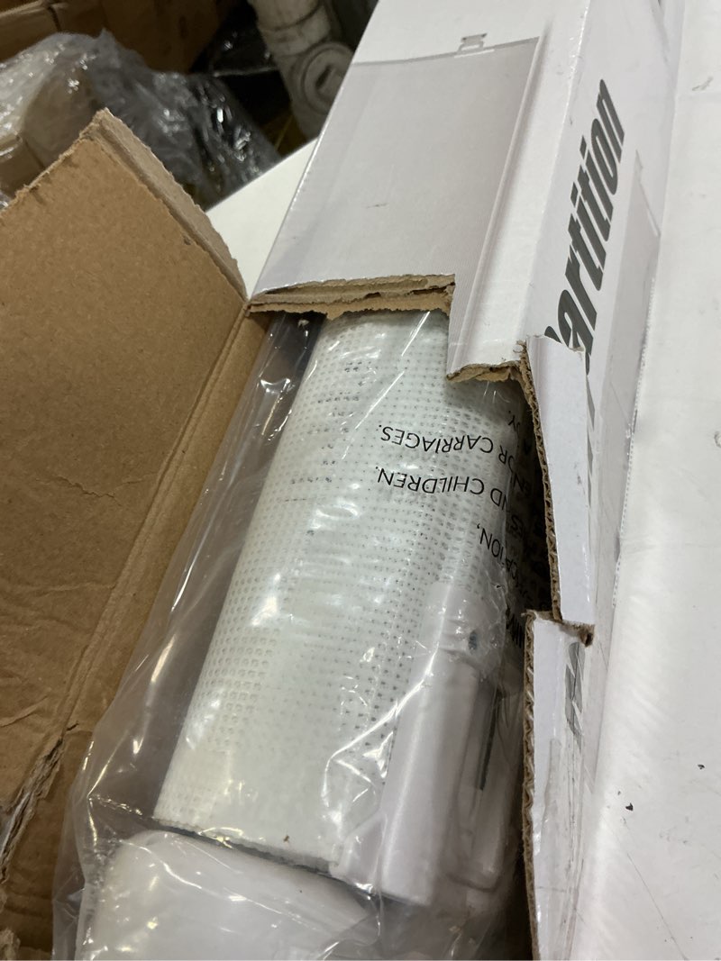 Condition photo showing Good Condition for reinforced 120 inch extra long retractable baby & dog gate with support rods prevents crawling under, 10 ft wide for large openings, indoor/outdoor gate, white white (33" tall x 120" wide)