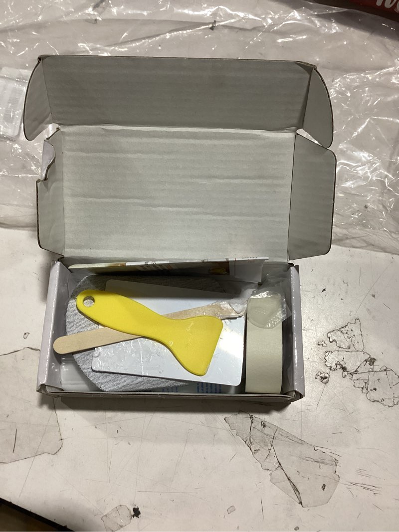 Condition photo showing As Is for fiberglass tub repair kit(color match), fiberglass shower and acrylic bathtub repair kit for scratches, cracks, chips, holes on porcelain, enamel, tubs, tile, sink, fix chipped almond bath tub