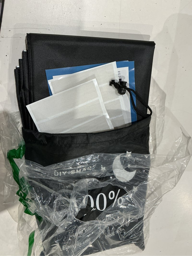 Condition photo showing As Is for 100% blackout blind magnetic blackout window cover 118 x 57inch,black out curtains with strong magnet no drill cuttable window shades for bedroom,nursery,rv,media room black 57"w x 118"h