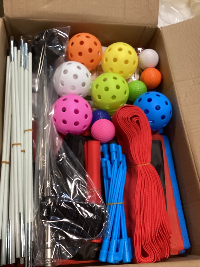 Condition photo showing Good Condition for Backyard Golf Game with 2 Clubs, Portable 6 Hole Golf Course, Outdoor Yard Golf Chipping Game for Family and Adults, Beach, Park, Lawn, Field Day Reunion Party Games 6 Hole Red