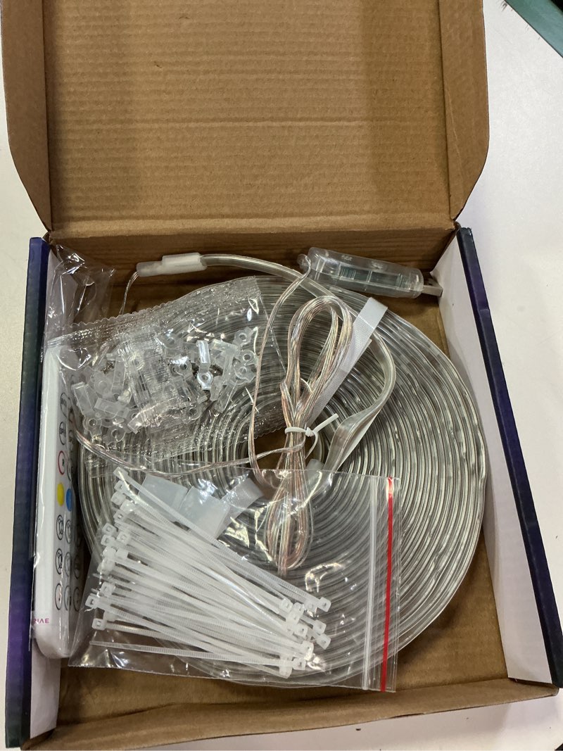 Condition photo showing Good Condition for 50ft ws2812 rgb+ic led strip lights ip68 outdoor waterproof, 5v usb powered, music sync bluetooth app/rf remote control lights for balcony,deck,camping,garden,bedroom decor