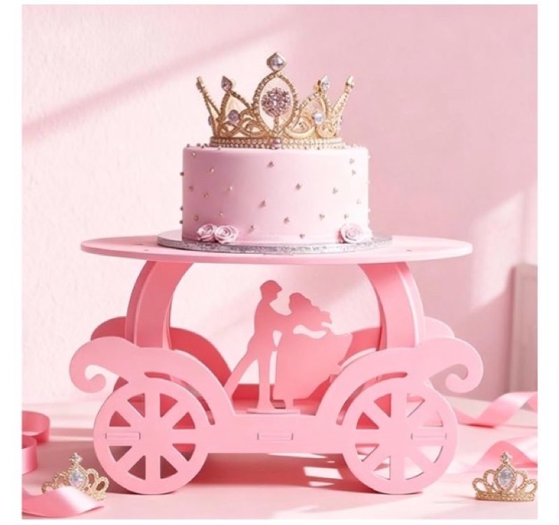 lallisa 12" pink princess cake stand 3d pvc cake decorations with prince and princess themed holder 