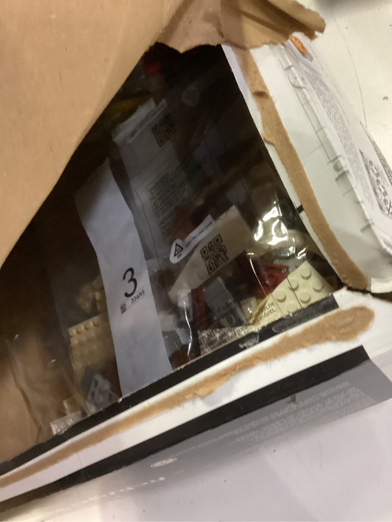 Condition photo showing New/Like New for LEGO Icons Alpine Lodge Model Building Set - Collectible DIY Kits for Adults, Ages 18+ - Log Cabin Kit for Winter Activities with Snowmobile and Minifigues - 10325