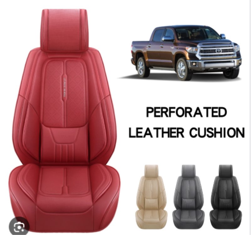 NS YOLO Faux Leather Car Seat Covers Full Set Custom Fit for 2007-2022 Toyota Tundra Crew Cab/CrewMax Cab/Double Cab/Regular Cab Pickup Trucks with Waterproof Leatherette (Wine Red)