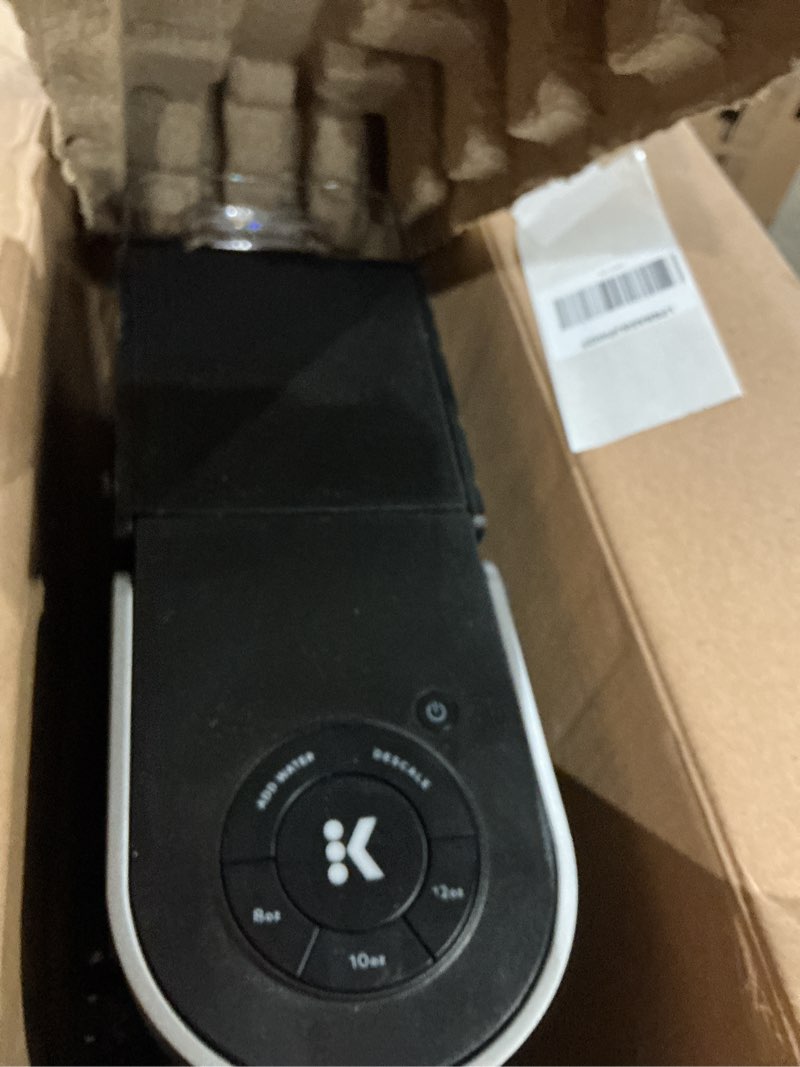 Condition photo showing As Is for keurig k-slim single serve k-cup pod coffee maker, multistream technology, 3 brew sizes, slim and sleek design, 46oz removable reservoir, black