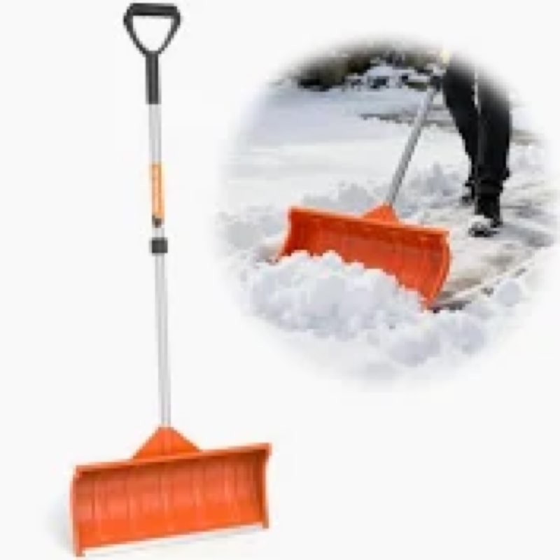 Snow Pusher Shovel for Driveway, Wide Snow Shovel for Car Garage, Sidewalks and Doorways, Profession