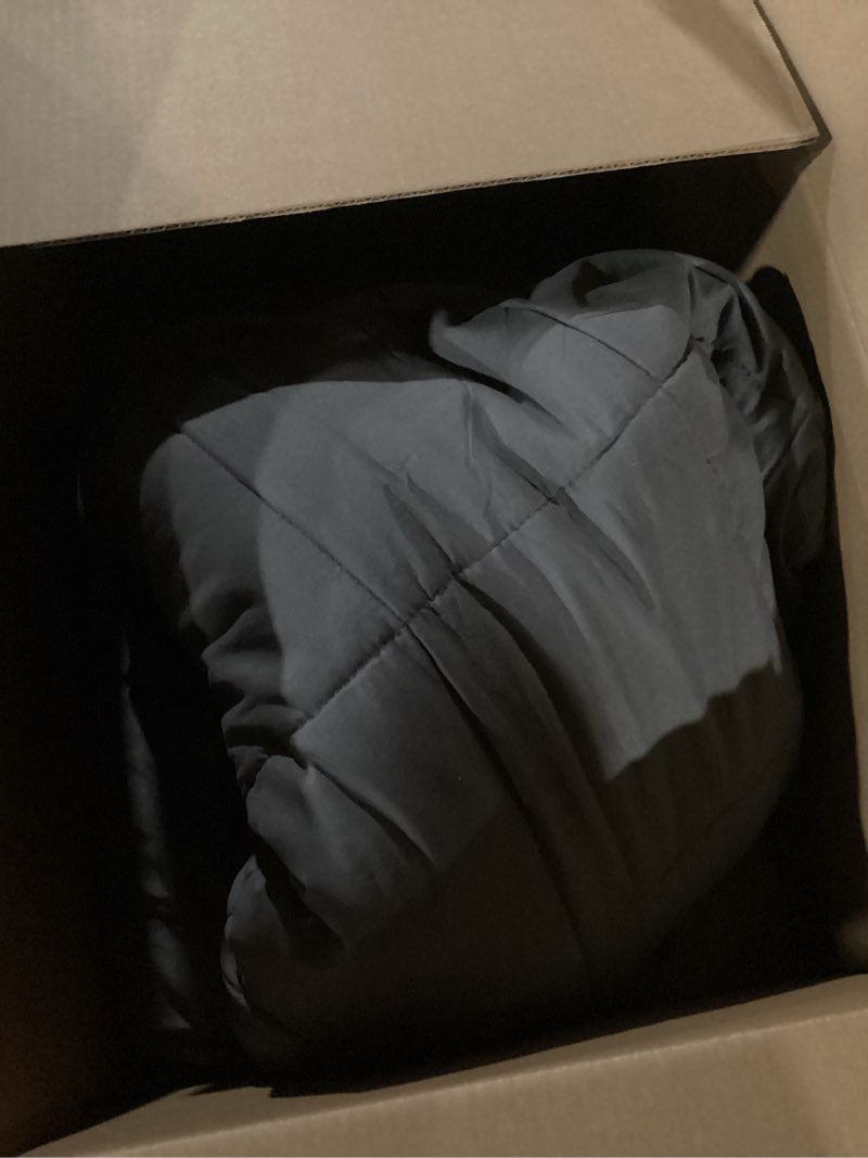 Condition photo showing As Is for L'AGRATY Weighted Blanket for Adults- Dark Grey, 48"x72", 15lbs, Twin Full Size Heavy Throw Blanket, Cooling, Breathable, Microfiber with Glass Beads, Big, Washable, All-Season 01-dark Grey 48" x 72" | 15lbs