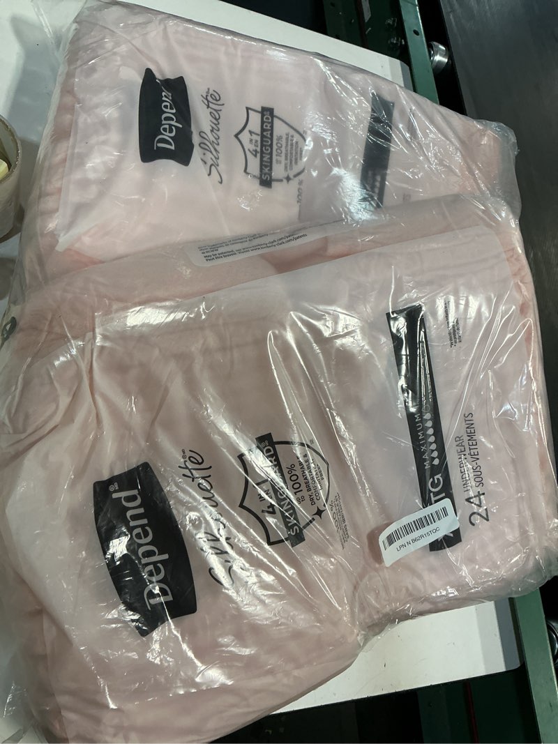 Condition photo showing New/Like New for Depend Silhouette Adult Diapers, Incontinence & Postpartum Bladder Leak Underwear for Women, Maximum Absorbency, Extra Large, Pink, 48 Count (2 Packs of 24), Packaging May Vary Pink X-Large 48