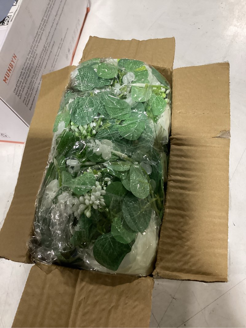 Condition photo showing New/Like New for dolicer 2pcs 13ft artificial eucalyptus garlands with flowers - 8 roses, faux floral greenery garlands with 13ft string lights fake flower vines for wedding table centerpieces arch party decor (white) white rose with lights 2 pcs