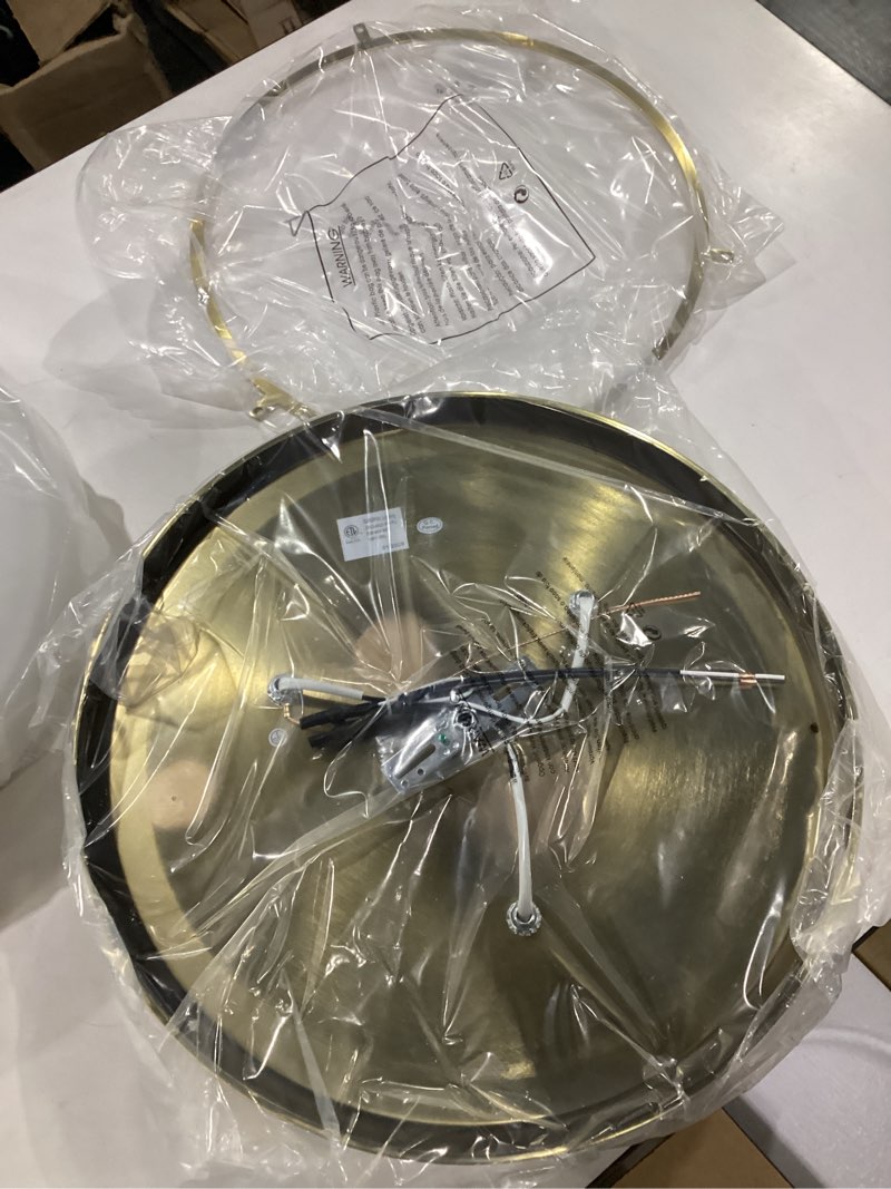 Condition photo showing Good Condition for cargifak 16 inch flush mount light fixture, 3-light modern ceiling light with polished gold finish for hallway kitchen laundry bedroom, cl4822-3w-pg frosted class & polished gold 16 inch