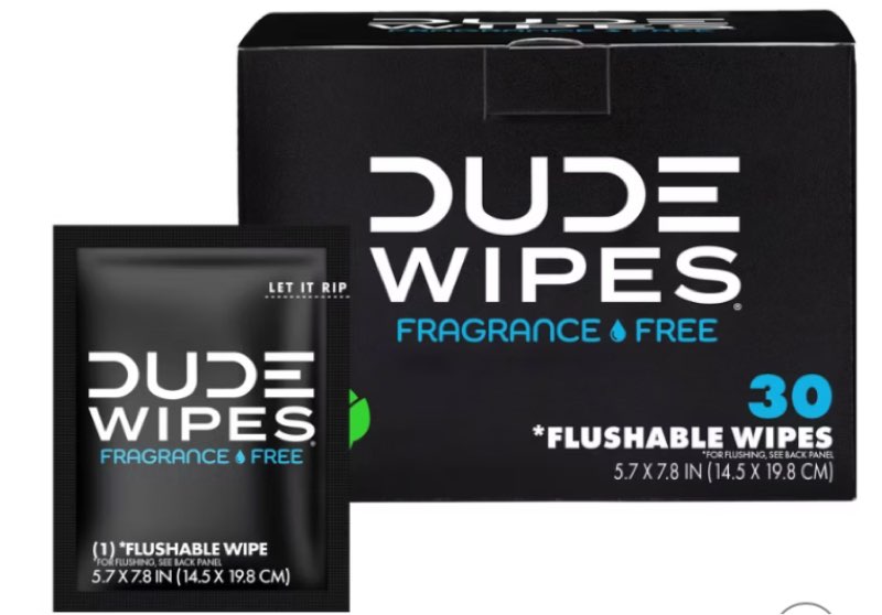 Dude Wipes Fragrance Free On-The-Go Flushable Personal Wipes -40 pack 