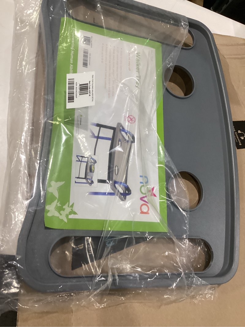 Condition photo showing Good Condition for nova walker tray table with two cup holders and spill-proof raised edges for seniors, standard folding walker accessory, 16 x 23 inch