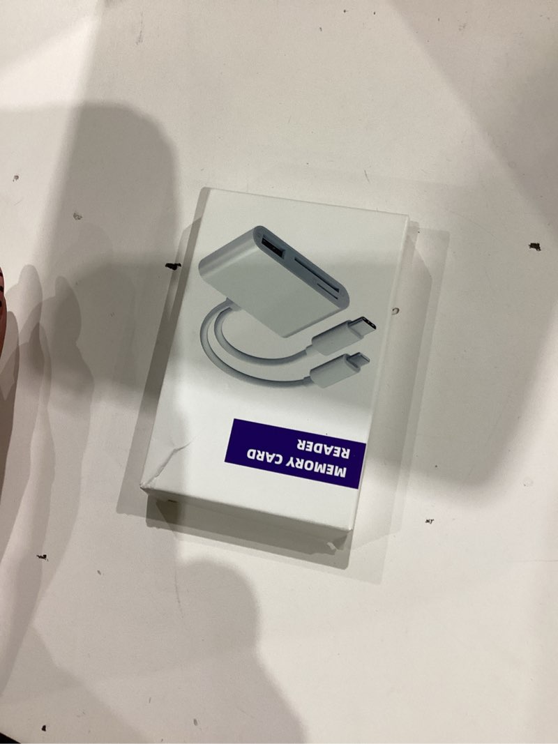 Condition photo showing New/Like New for sd card reader for iphone ipad camera with usb c, dual card slot usb 3.0 memory card reader supports sd/tf card trail camera viewer sd card adapter portable micro sd card reader no app plug and play white