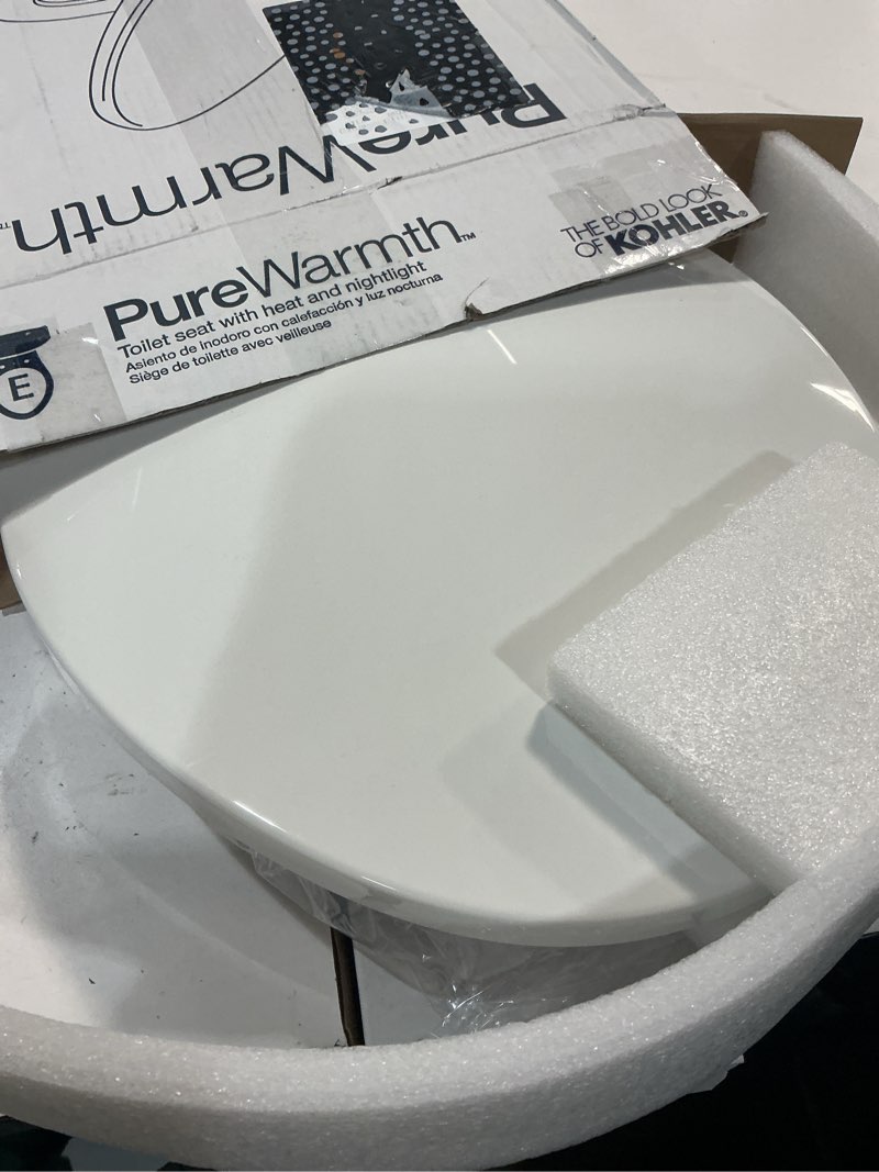 Condition photo showing Good Condition for kohler 10349-0 purewarmth heated elongated toilet seat, soft close toilet seat, quiet-close, slow close, night light, white elongated white