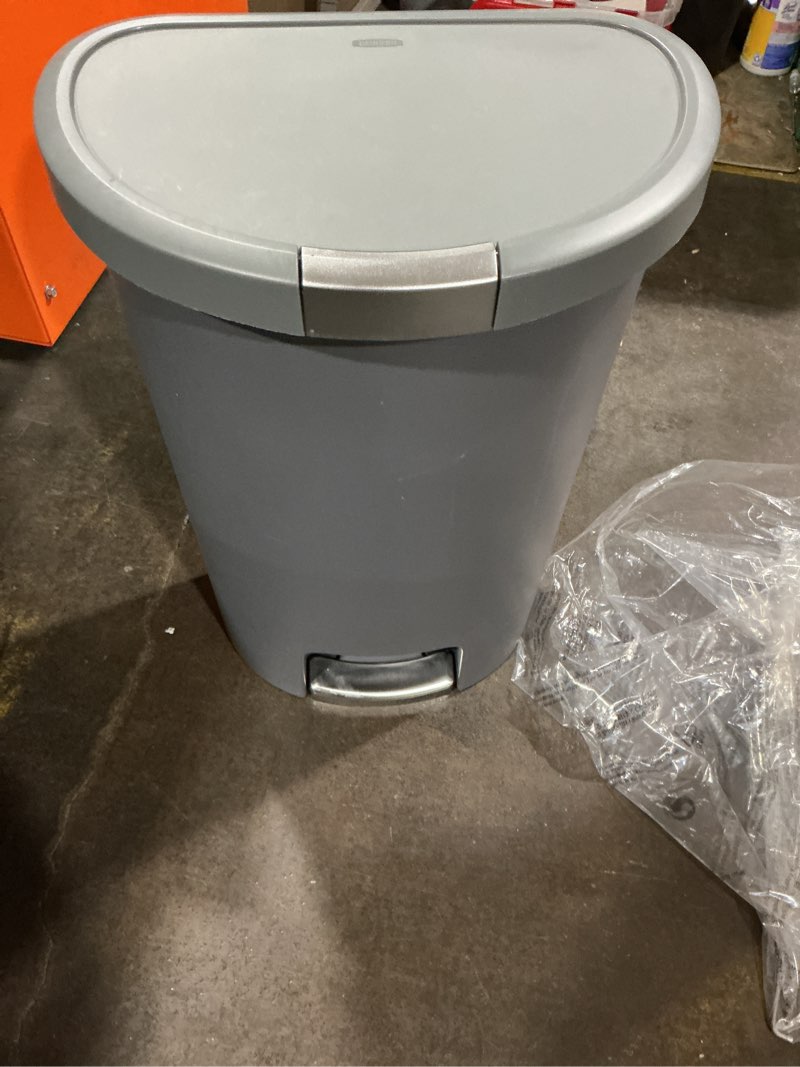 Condition photo showing Good Condition for Curver Infinity 45.5 Liter / 13 Gallon Plastic Kitchen Trash Can with Foot Pedal and Locking Lid - Perfect for Household Use Indoor for Garbage Disposal or Recycling, Grey