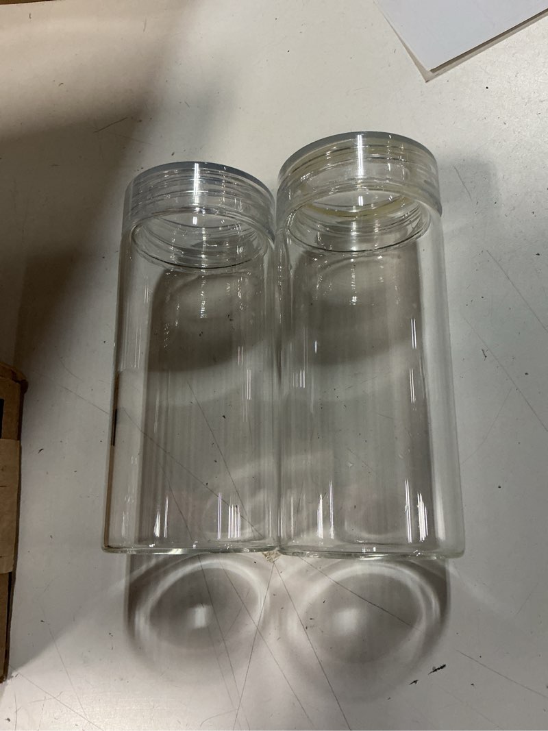Condition photo showing As Is for uiifan 8 pcs glass water bottles 10 oz wide mouth containers with lids reusable juice bottles leakproof glass containers for liquids portable drinking jars for smoothies cold brew juices storage
