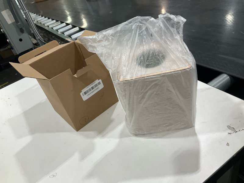 Condition photo showing Good Condition for Linen Square Tissue Box Cover,Cube Tissue Box Holder?Excellent Rosegold Leather Decoration,Table Napkin Case Dispenser,Facial Tissues Organizer with Magnetic Bottom for Home Office Car(Beige) Beige Linen Texture