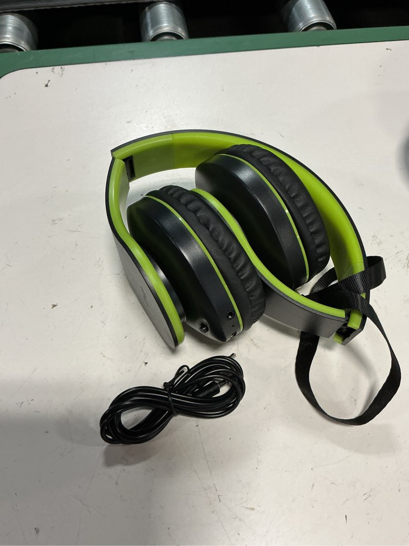 Condition photo showing As Is for zihnic bluetooth headphones over-ear, foldable wireless and wired stereo headset micro sd/tf, fm for cell phone,pc,soft earmuffs &light weight for prolonged wearing(black/green)