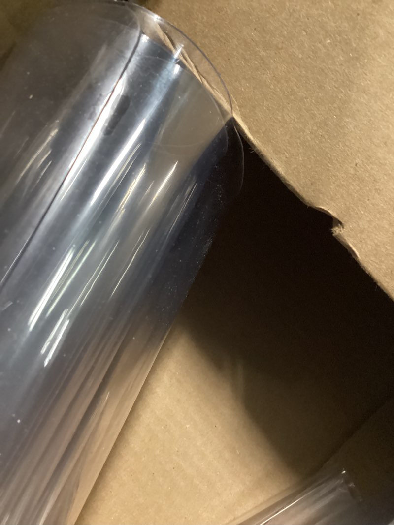 Condition photo showing As Is for 24x60 multi-size thick clear pvc table cover protector water resistant plastic desk protector computer desk topper rectangular vinyl non-slip living room table protector for coffee dining table clear 24"x60"