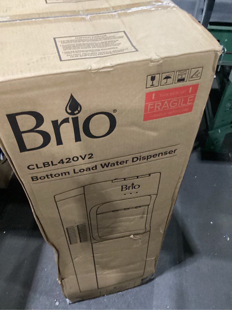 Condition photo showing Good Condition for brio bottom loading water cooler dispenser for 5 gallon bottles - 3 temperatures with hot, room & cold spouts, child safety lock, led display with empty bottle alert, stainless steel