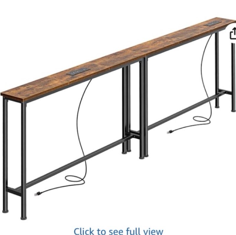 superjare 86.6 inch narrow console table with outlet, sofa tables, behind couch table, long entryway