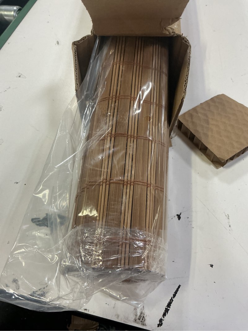 Condition photo showing Good Condition for chicology bamboo roman shades - customer favorite light filtering blinds for windows, premium quality, ideal for home, squirrel brown, 27" w x 48" h 27"w x 48"h squirrel