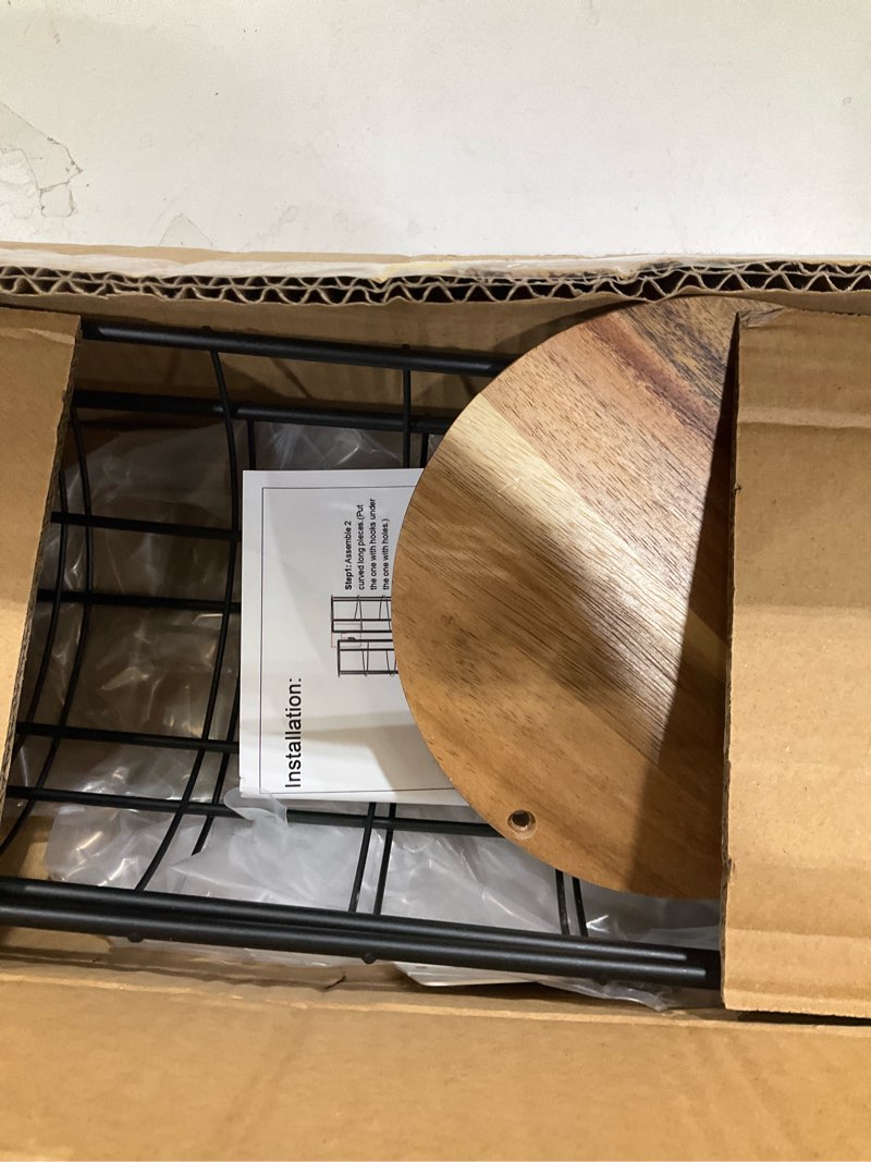 Condition photo showing As Is for NearMoon Toilet Paper Organizer Stand, Freestanding 3 Rolls Tissue Storage, Metal Bathroom Accessory, Rustproof Toilet Roll Holder for Kitchen Countertop Inside Cabinet Shelf(Wooden Base, Matte Black) Matte Black Wooden Base