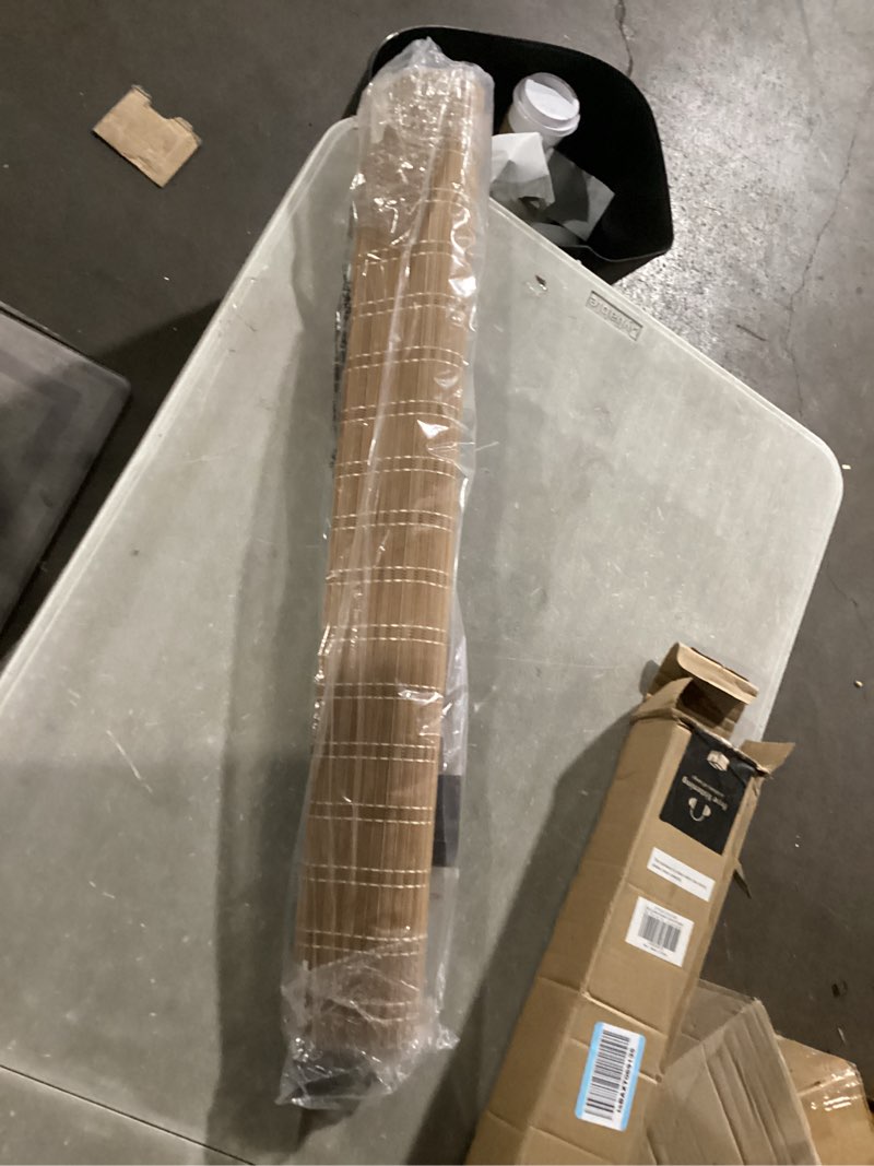 Condition photo showing New/Like New for lazblinds no tools no drill cordless bamboo roman shades, light filtering window treatment, roll up bamboo blinds for windows 34'' w x 48'' h, brown light filtering-brown206 34" w x 48" h