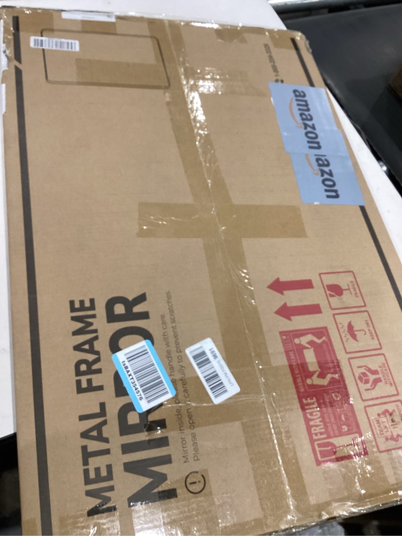 Condition photo showing New/Like New for Keonjinn 20 x 30 Inch Brushed Nickel Bathroom Mirrors for Over Sink, Rounded Rectangle Silver Bathroom Vanity Mirror, Farmhouse Mirror for Wall, HD Tempered Glass, Anti-Rust Aluminum Alloy Mirror Brushed Nickel 30"L x 20"W