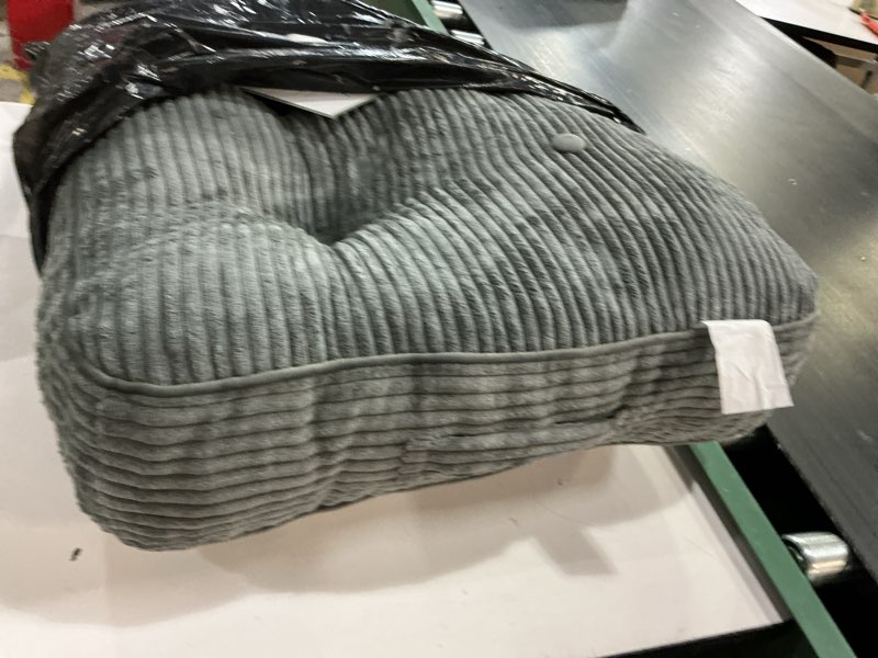 Condition photo showing Good Condition for 6" Washable Floor Pillow Cushion for Adults, Meditation Cushion Pillow, Large Square Floor Sitting, Removable Tufted Corduroy Cover, for Tatami Living Room or Yoga, 22x22 Inch, Machine Washable Square Dark Grey 6" Thick(Pack of 1)