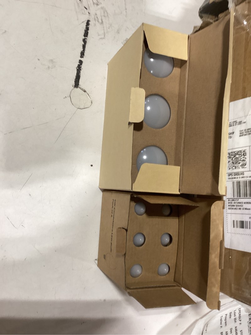 Condition photo showing As Is for similar product 6 pack candelabra lights and 3 pack of A19 led lightbulbsE12 Dimmable Light Bulbs 60 Watt Candelabra Led Bulbs 4000k Daylight Frosted Edison Bulbs 6W for Chandelier Light and Ceiling Fan Light AC120V 600lm b11 led Bulb Torpedo,6Pack