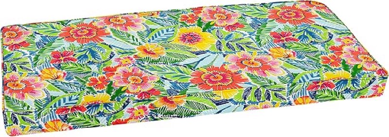 Sorra Home Richloom Outdoor/Indoor Corded Bench Cushion, 45in x 19in x 2in, Pensacola Multi