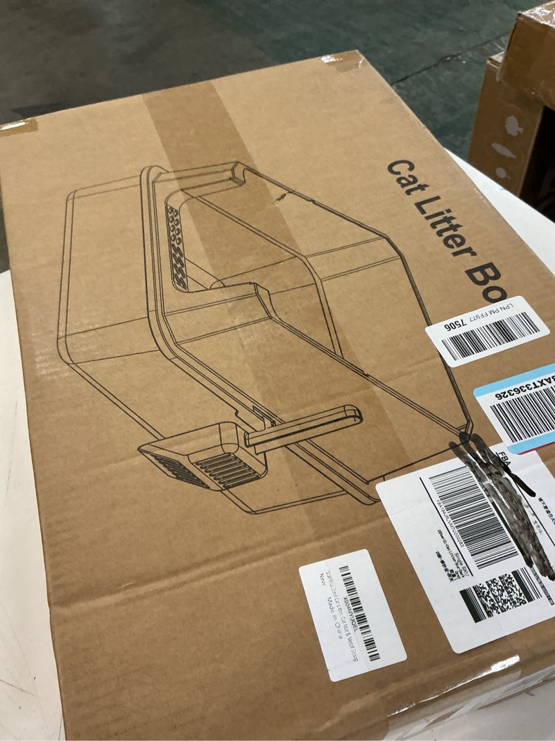 Condition photo showing New/Like New for stainless steel litter box, extra large litter boxes for big cats, xlarge metal cat litter box with lid, anti-urine leakage xl box with high sides, easy clean, non-sticky, scoop included