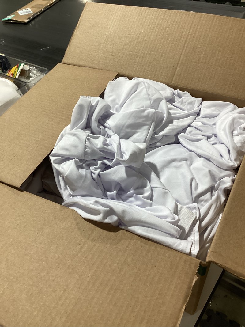 Condition photo showing As Is for VEVOR 30 PCS White Folding Chair Covers - Ideal for Weddings, Parties, Dining, and Banquets - Universal, Washable Slipcovers for Folding Chairs - Elegant Event Décor 30PCS White-c