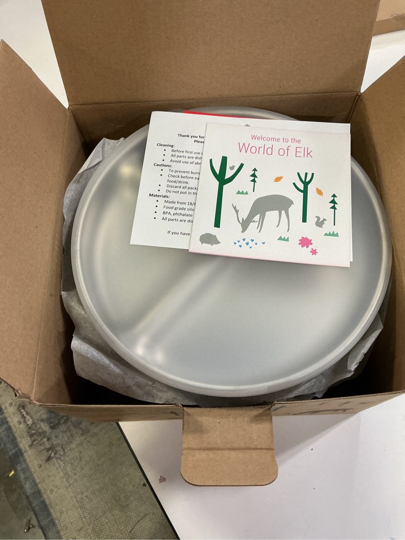 Condition photo showing New/Like New for Stainless Steel Divided Plates + Silicone Sleeve and Storage Lid | Baby, Toddler, Kids | Dinner & Snack Plates | 4 Pack Sage/MistyBlue/Blush/Lilac Non-Suction Sleeve