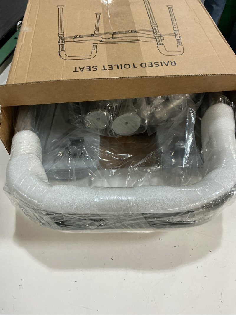 Condition photo showing Good Condition for raised toilet seat with handles, 500lb handicap toilet seat with handles over toilet, commode chair with adjustable height & width, toilet seat risers for seniors, elderly, handicap